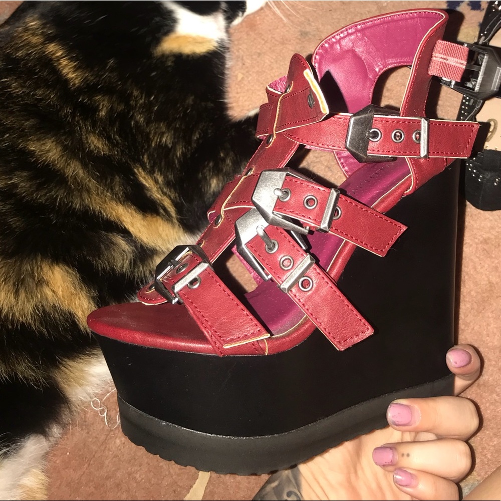 size 5 super high cyber punk buckle edgy heels